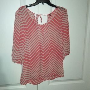 HeartSoul orange chevron print blouse size L